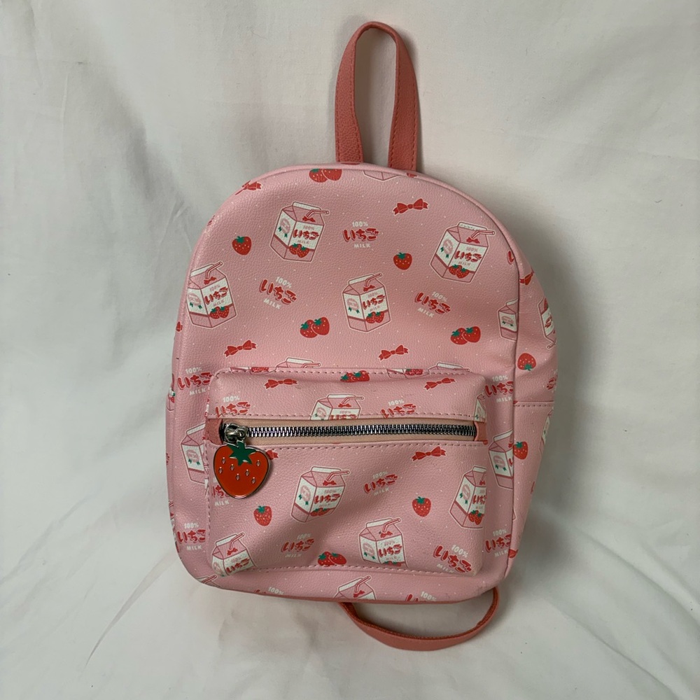 Mini Pink Strawberry Milk Mini Backpack - Unbranded